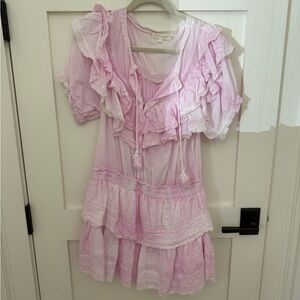 LoveShackFancy Pink Ruffled Mini Sundress